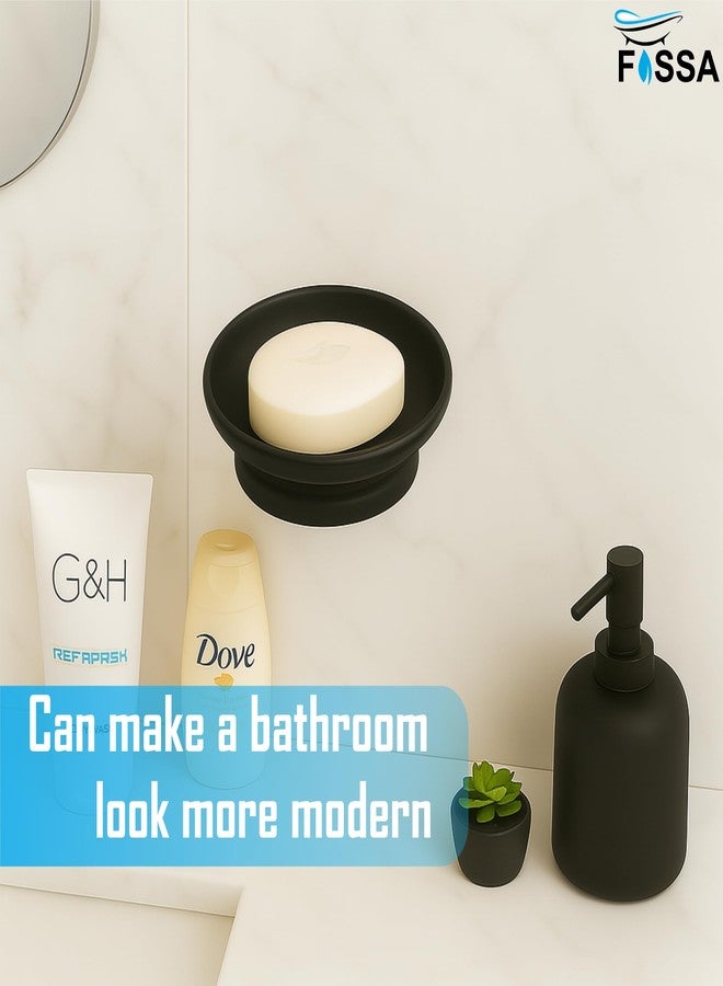 Fossa 10-Year Warranty Unbreakable Ceramic Material Wall Mounted Soap Dish - Durable, Water-Resistant Holder for Bathroom & Sink | Minimalist Round Design - Black Glossy Finish (RB-121) - Image 4